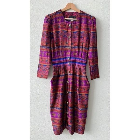 Positive Attitude Vintage 80's Button Front Dress - Picture 1 of 8